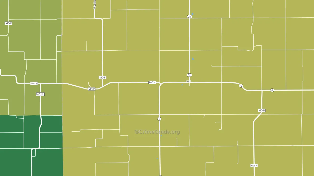 Oak, MO Map of Murder Rates