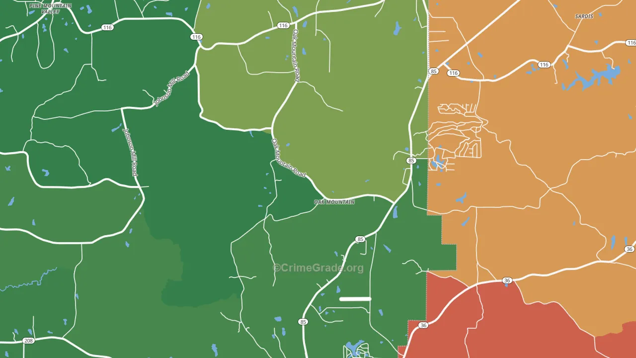 Oak Mountain, GA Map of Murder Rates