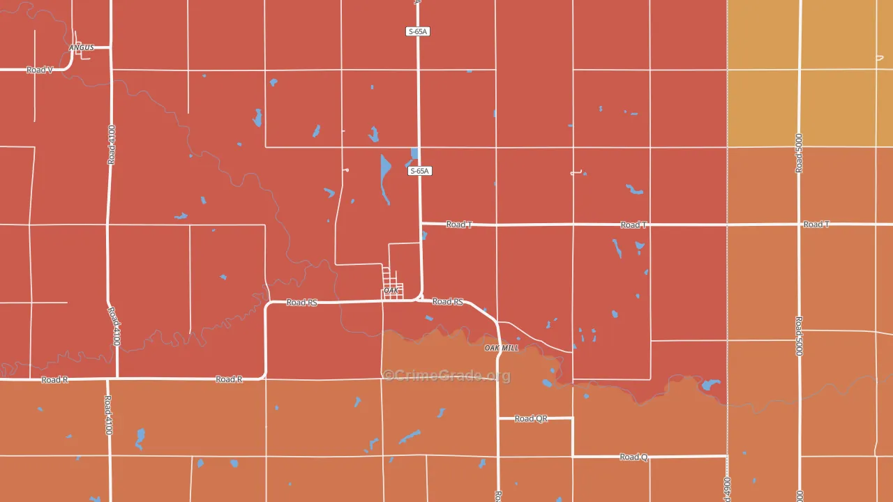 Oak, NE Map of Murder Rates