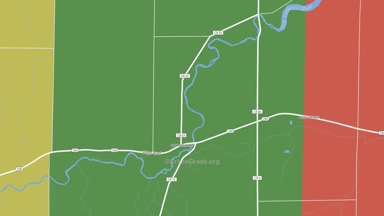 Oak Orchard, NY Map of Murder Rates
