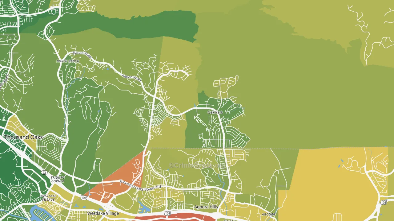 Oak Park, CA Map of Murder Rates