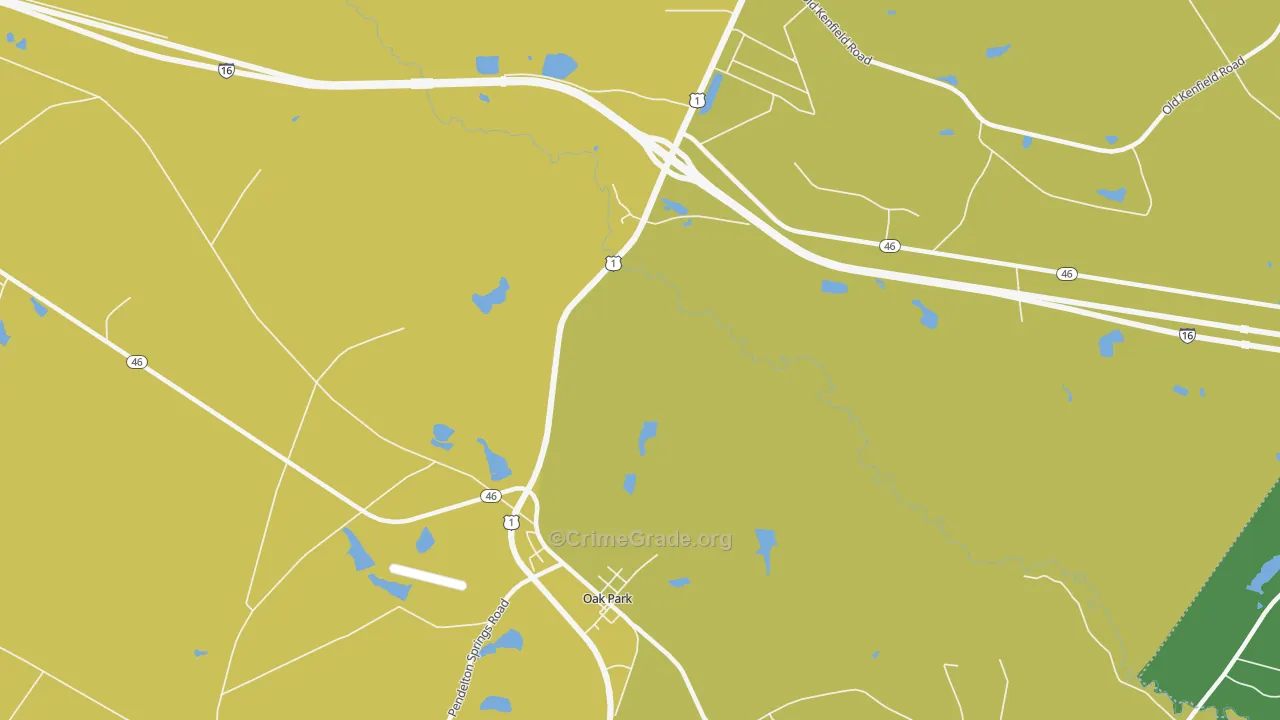 Oak Park, GA Map of Murder Rates
