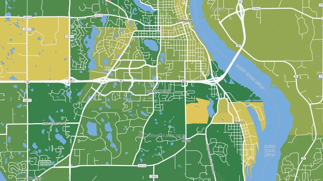 Oak Park Heights, MN Map of Murder Rates