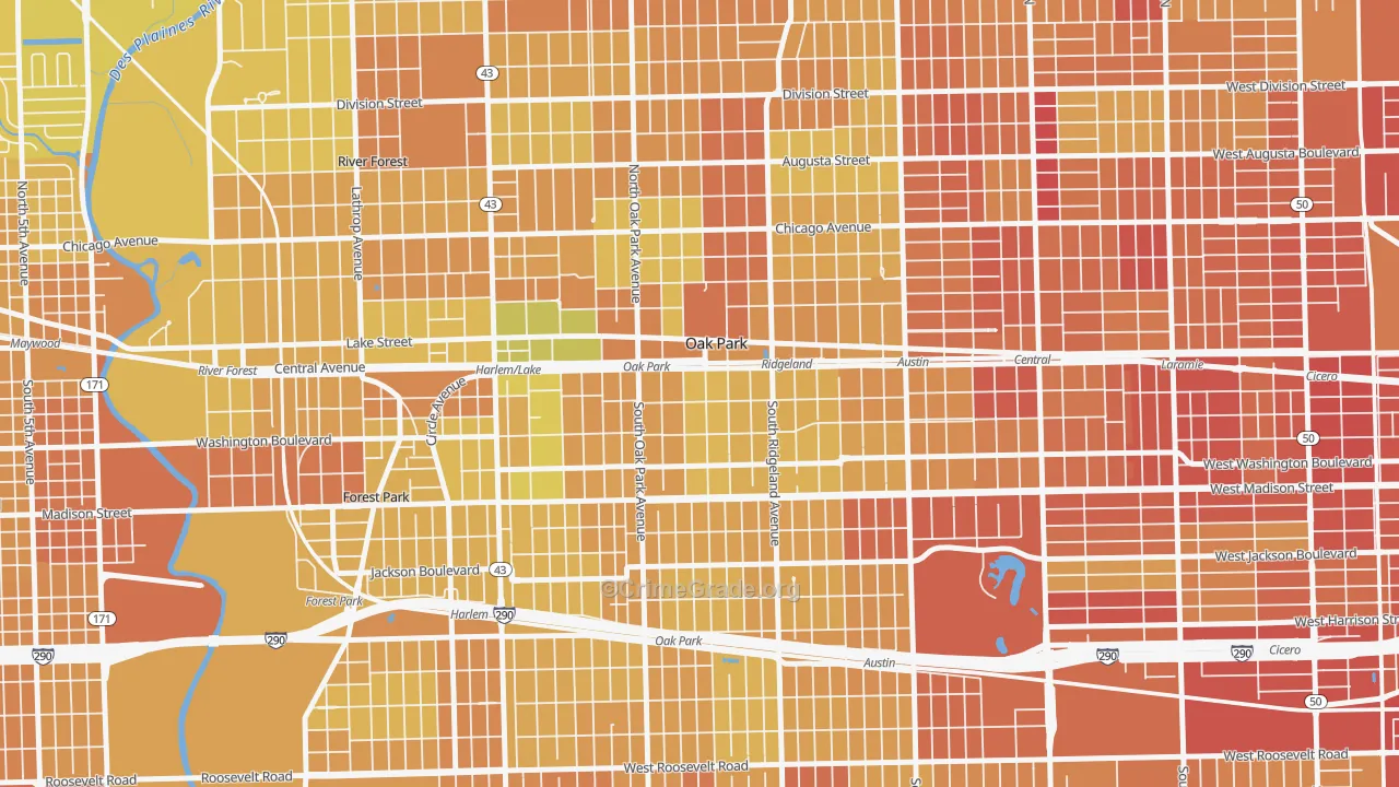 Oak Park, IL Map of Murder Rates
