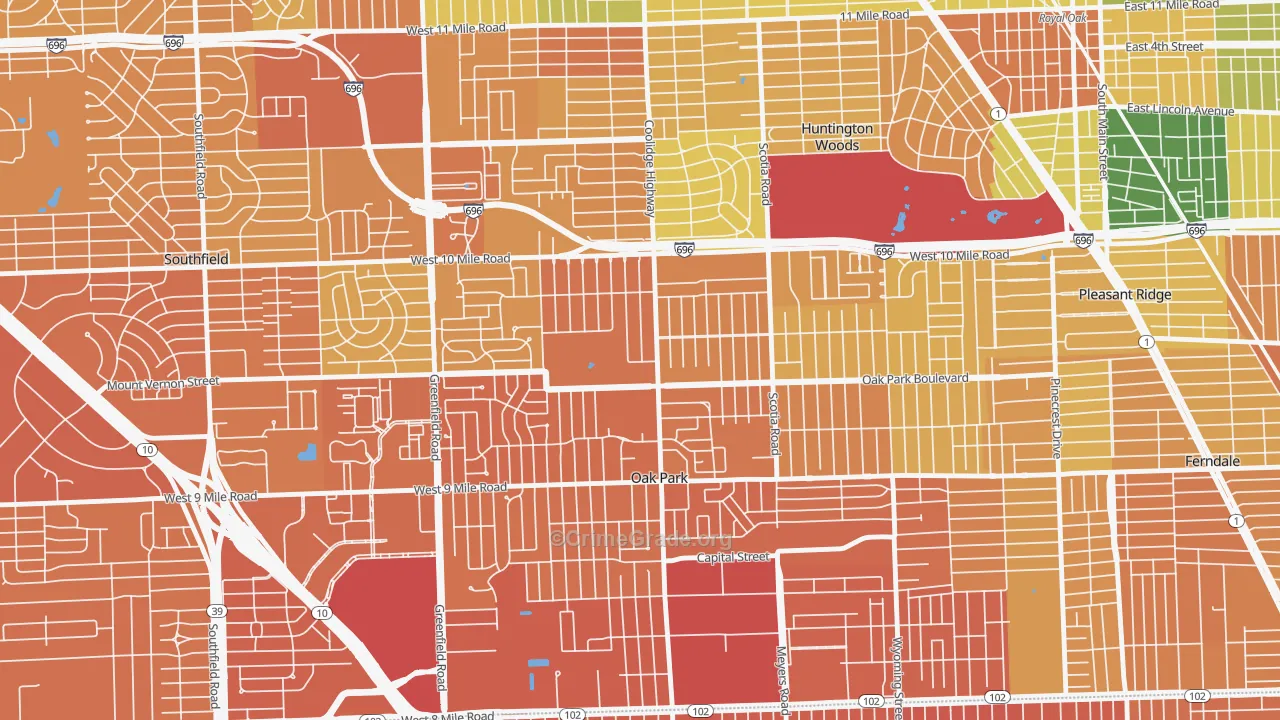 Oak Park, MI Map of Murder Rates
