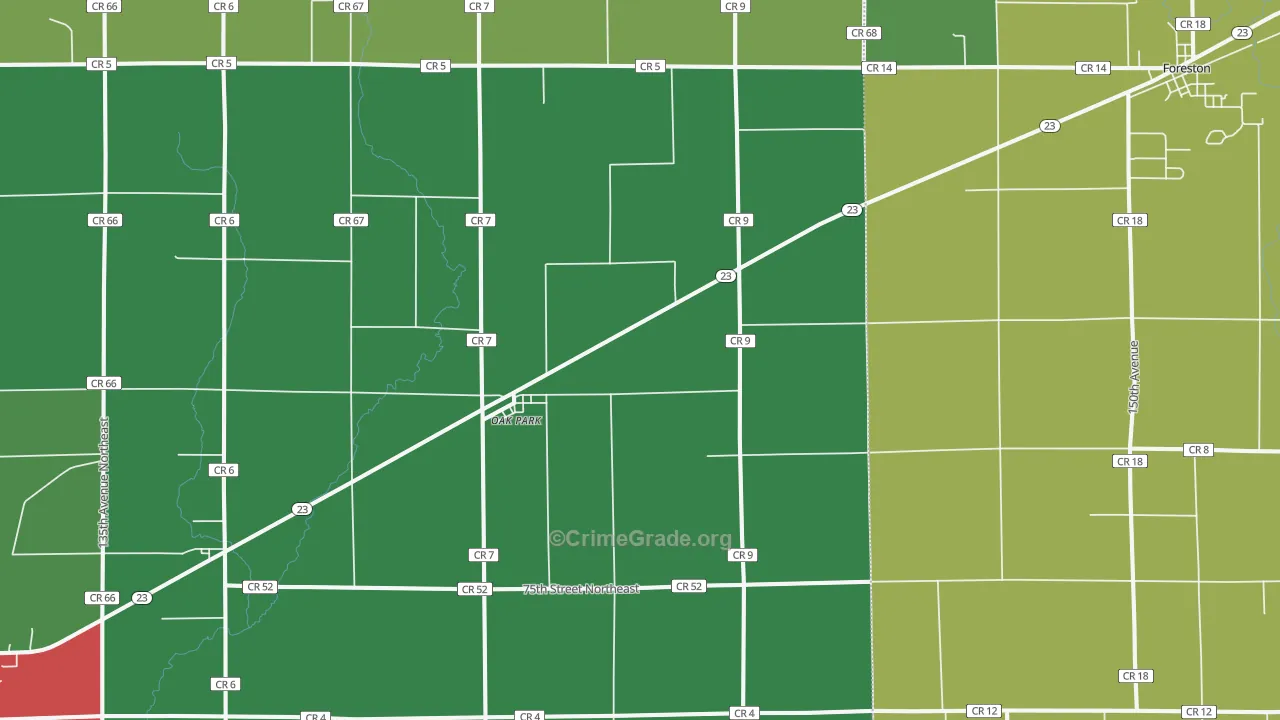 Oak Park, MN Map of Murder Rates
