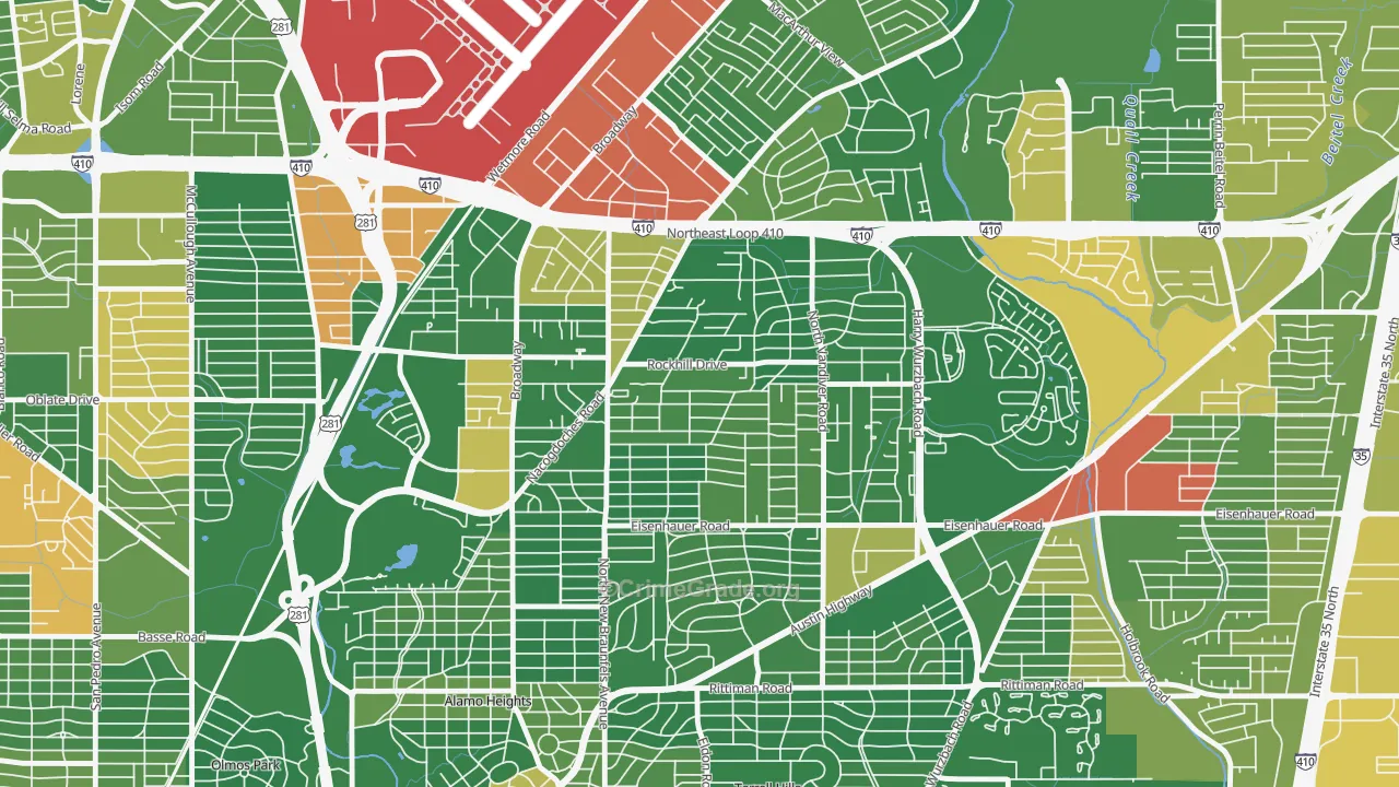 Oak Park-Northwood, San Antonio, TX Map of Murder Rates