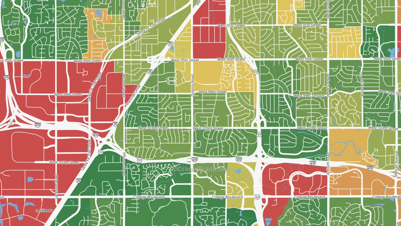 Oak Park, Overland Park, KS Map of Murder Rates