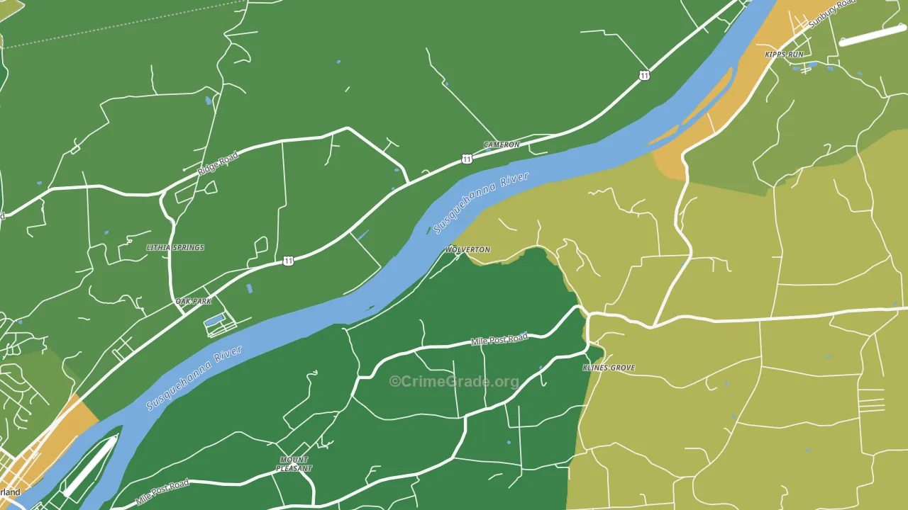 Oak Park, PA Map of Murder Rates