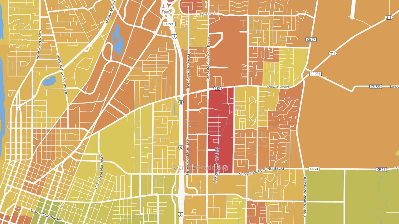 Oak Park, Salem, OR Map of Murder Rates