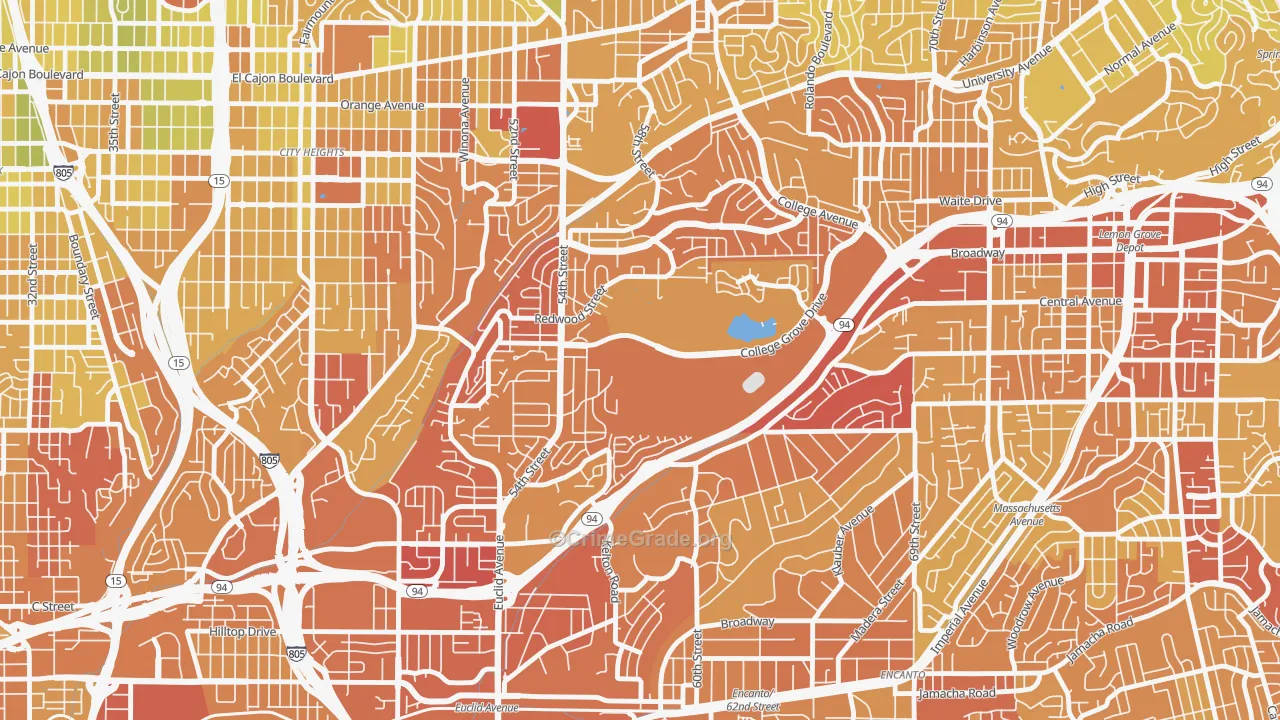 Oak Park, San Diego, CA Map of Murder Rates