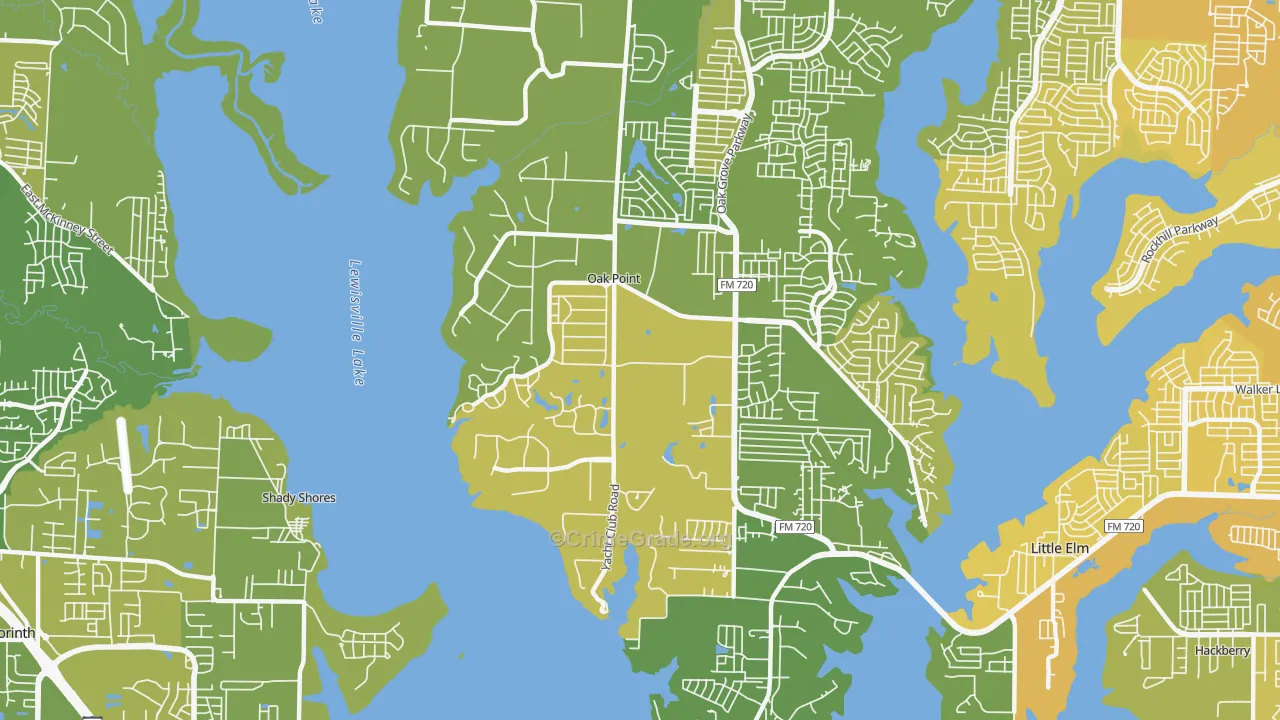 Oak Point, TX Map of Murder Rates