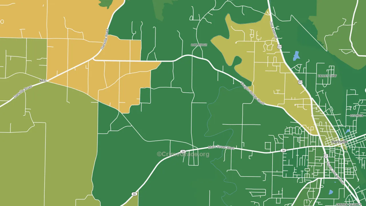 Oak Ridge, AL Map of Murder Rates