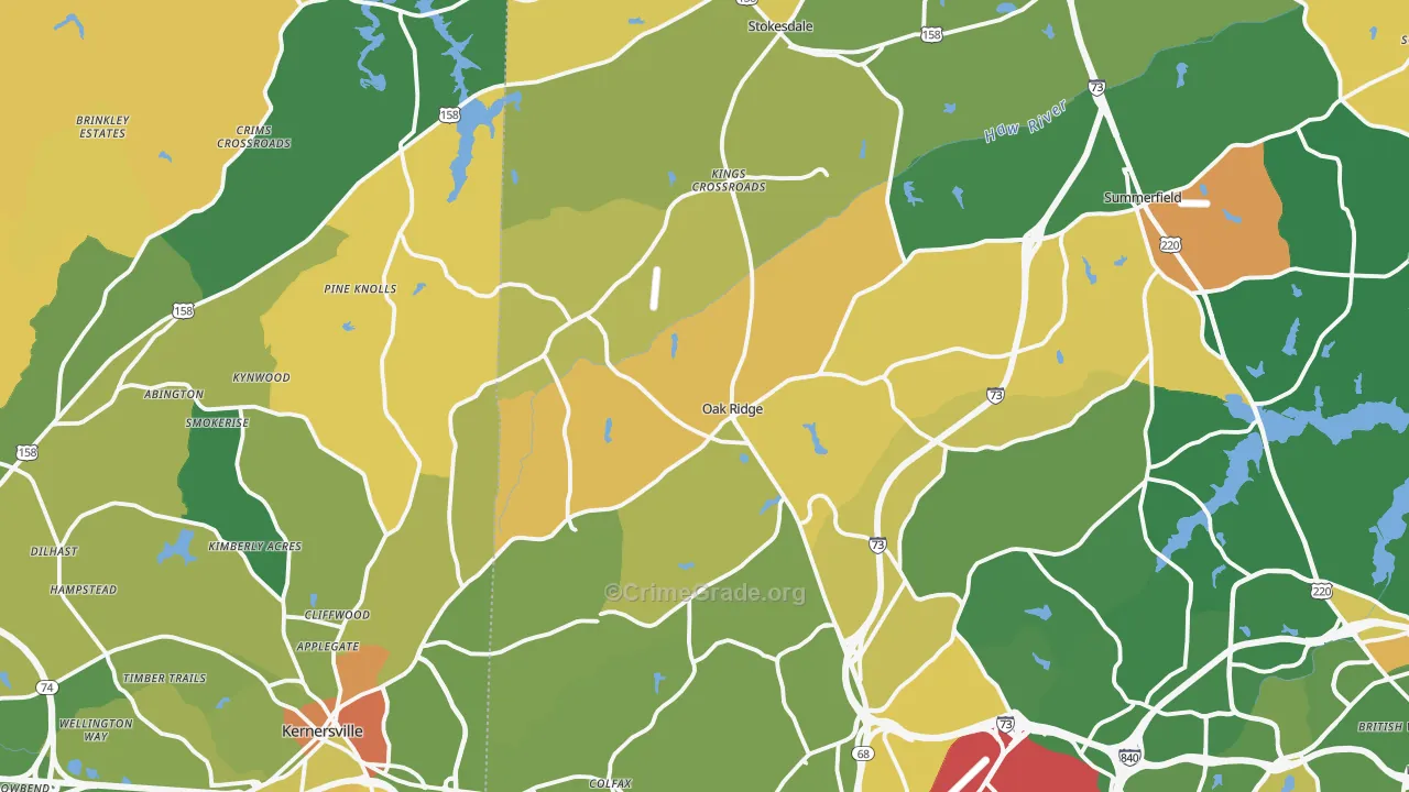 Oak Ridge, NC Map of Murder Rates
