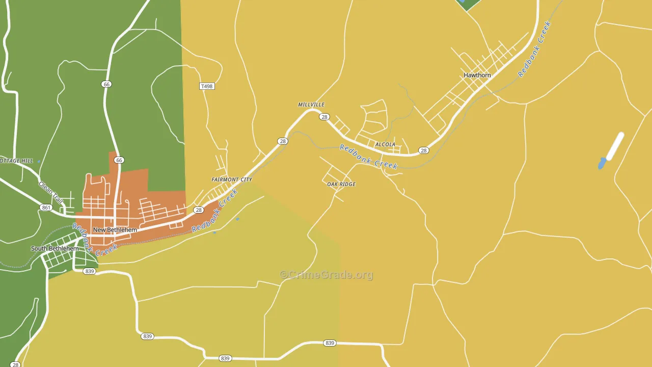 Oak Ridge, PA Map of Murder Rates