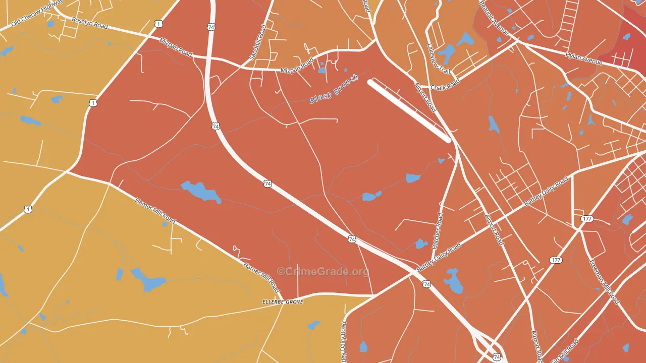Oak Ridge Park, NC Map of Murder Rates