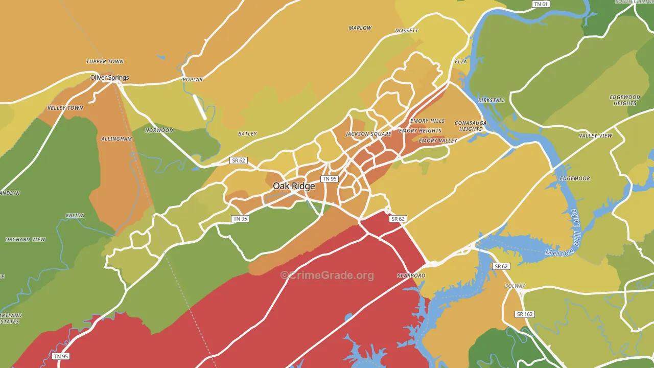 Oak Ridge, TN Map of Murder Rates