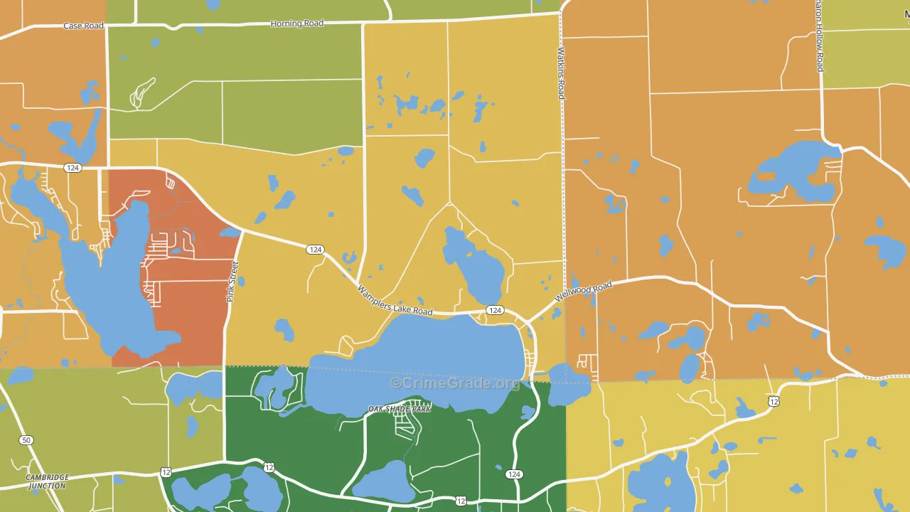 Oak Shade Park, MI Map of Murder Rates