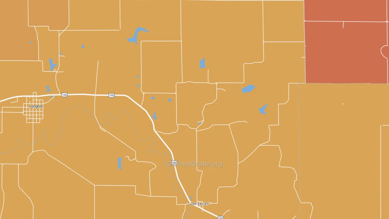 Oak Valley, KS Map of Murder Rates