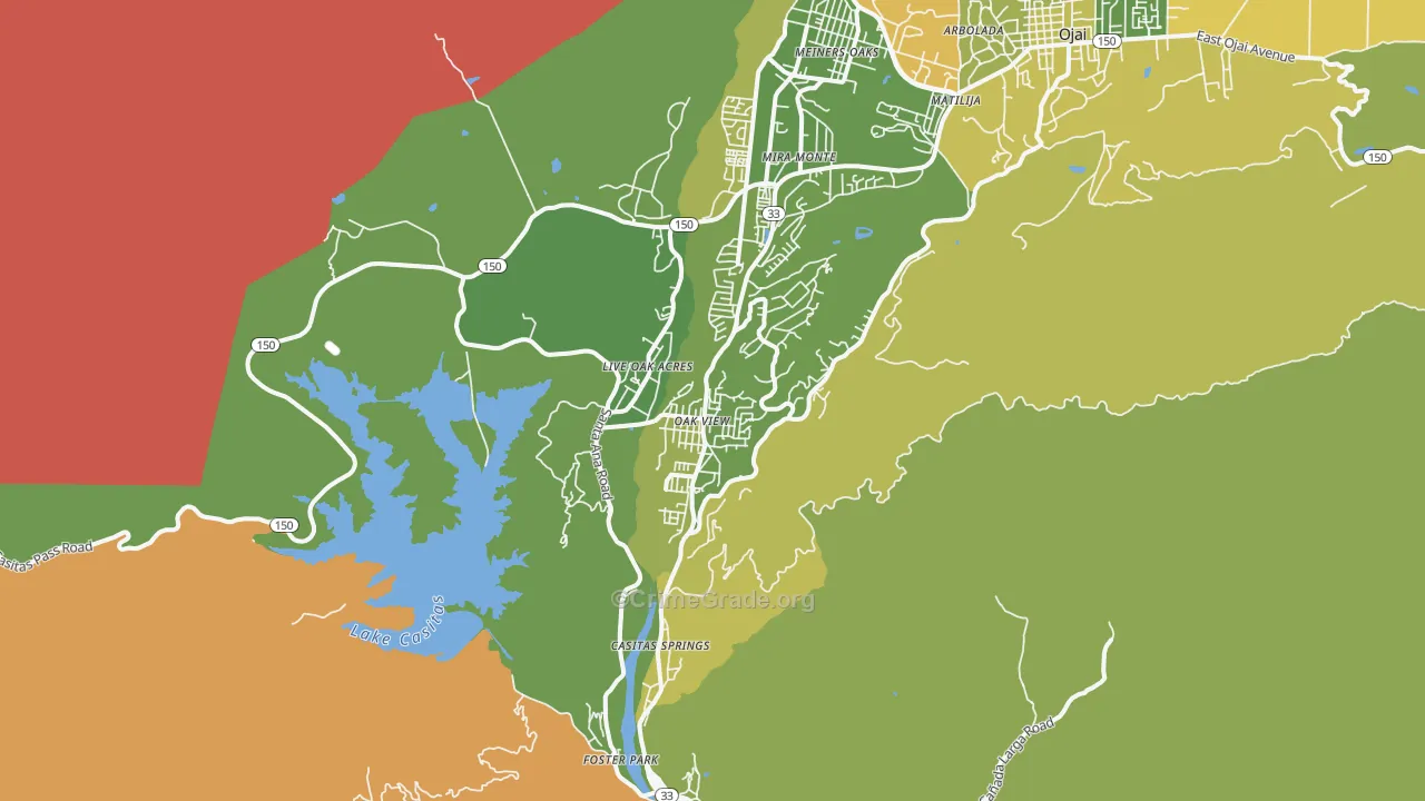Oak View, CA Map of Murder Rates