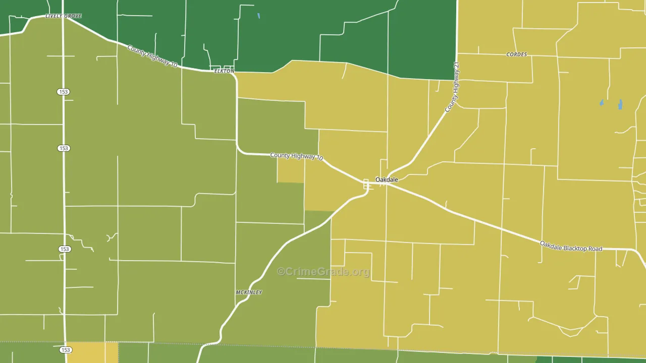 Oakdale, IL Map of Murder Rates