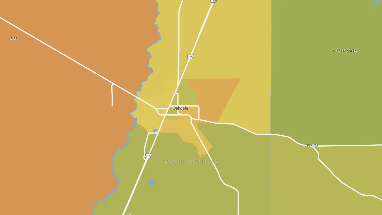 Oakdale, LA Map of Murder Rates