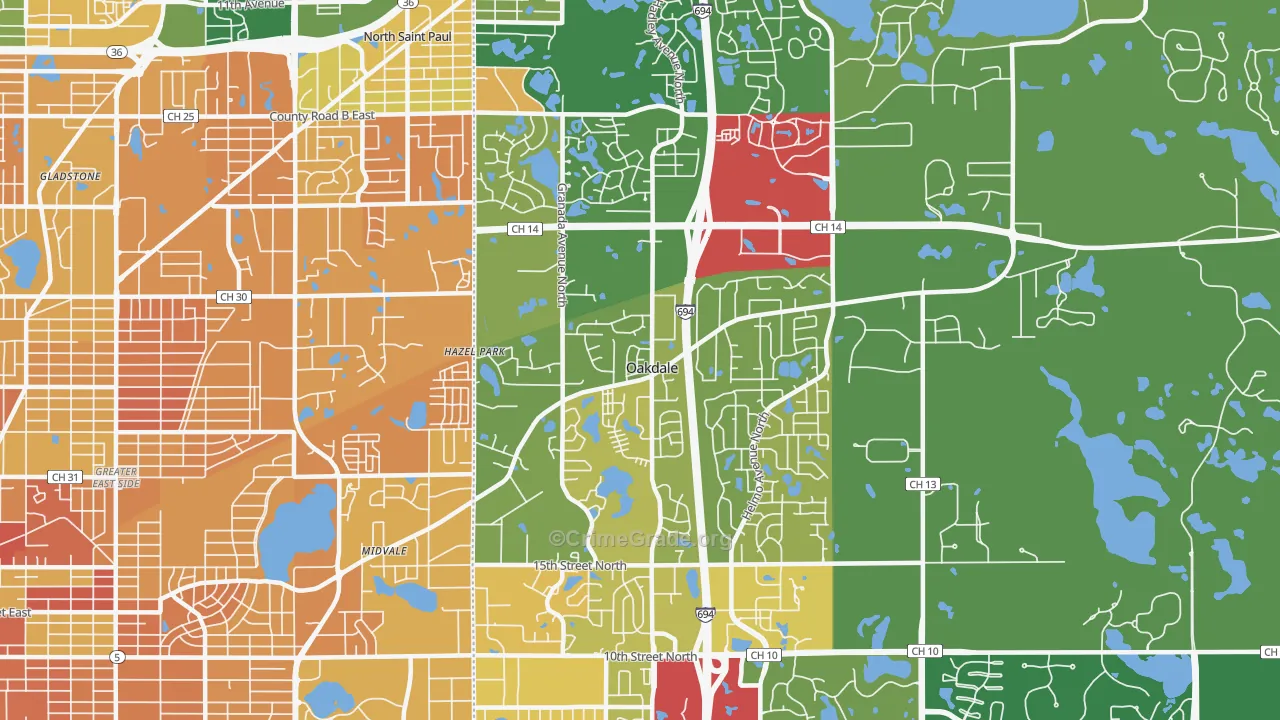 Oakdale, MN Map of Murder Rates