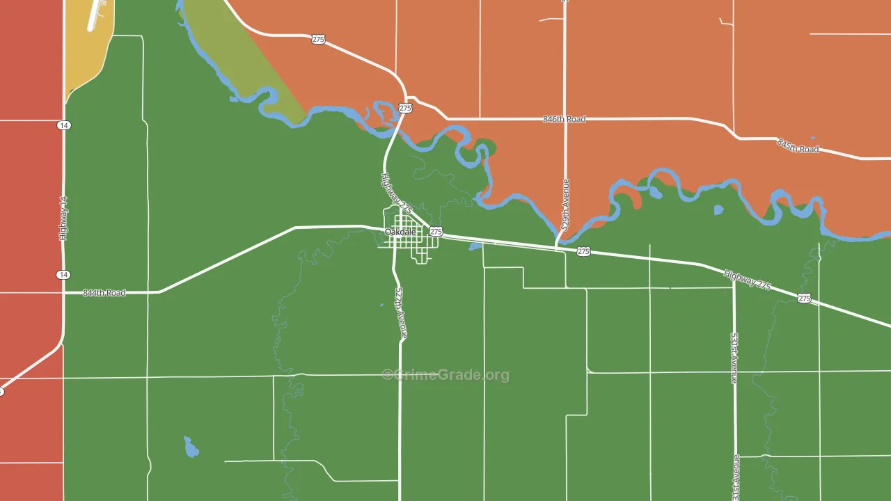 Oakdale, NE Map of Murder Rates