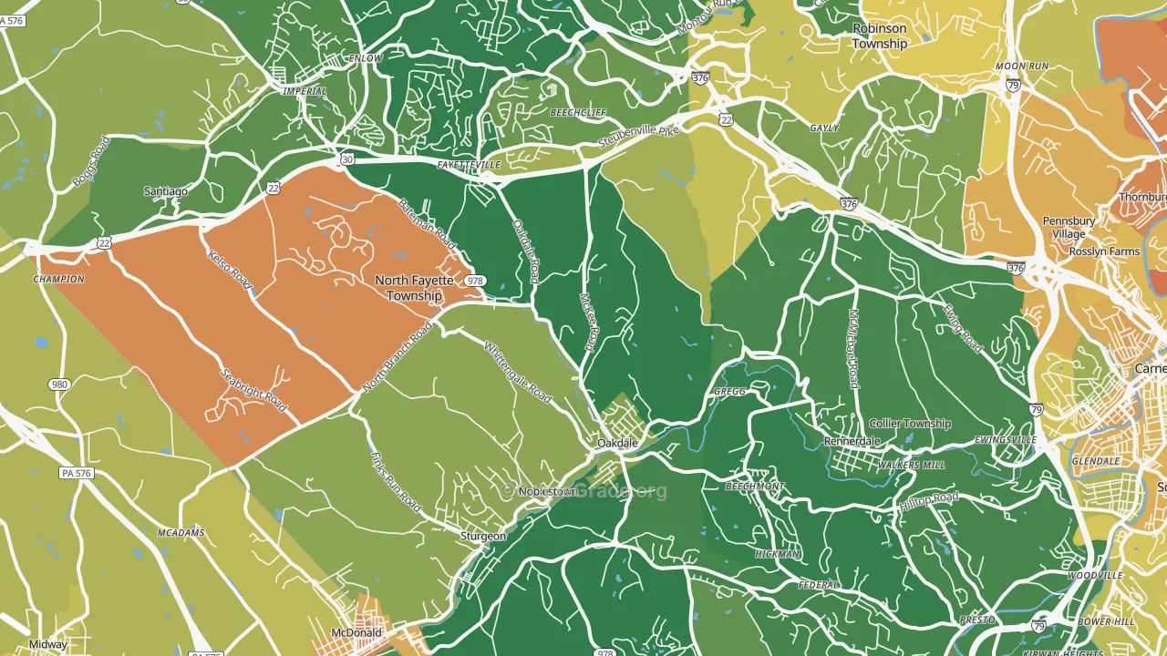 Oakdale, PA Map of Murder Rates