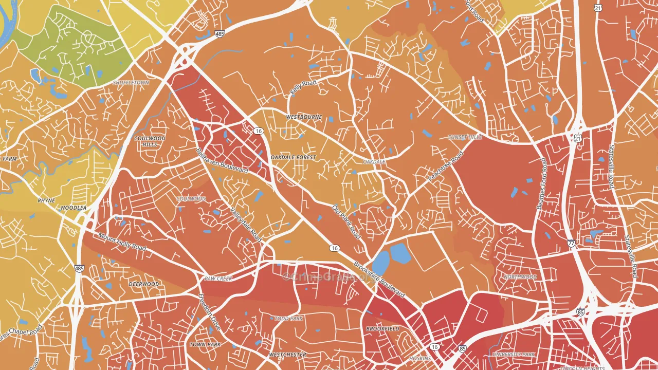 Oakdale South, Charlotte, NC Map of Murder Rates