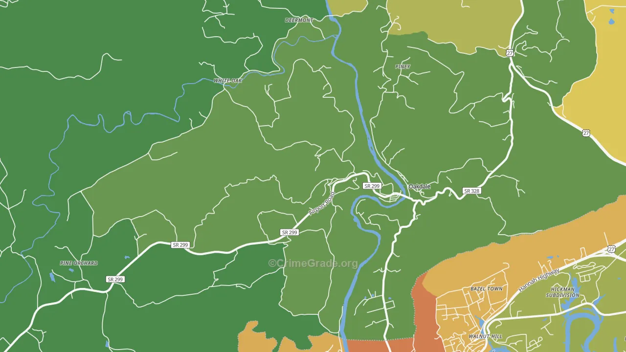 Oakdale, TN Map of Murder Rates