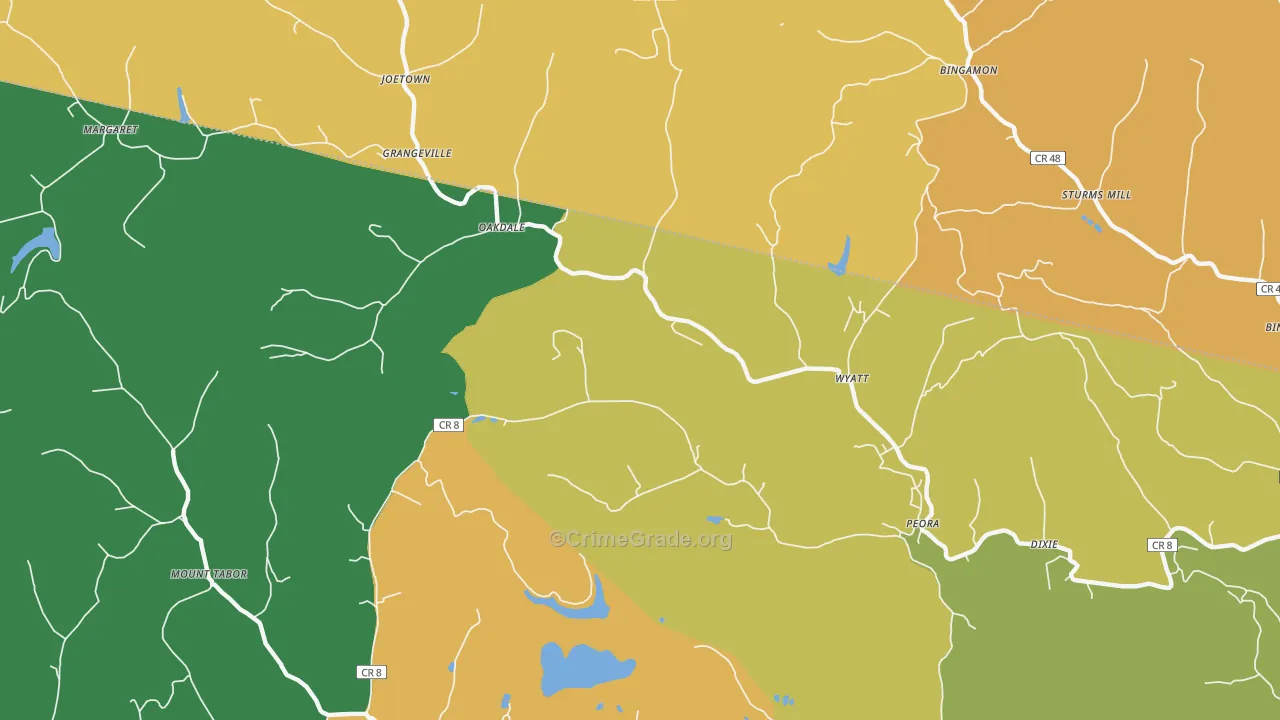 Oakdale, WV Map of Murder Rates