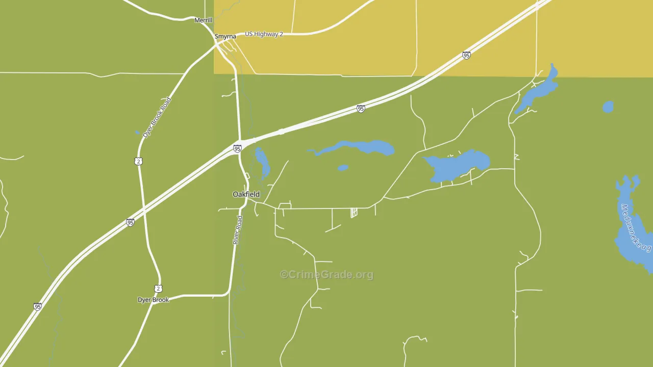 Oakfield, ME Map of Murder Rates