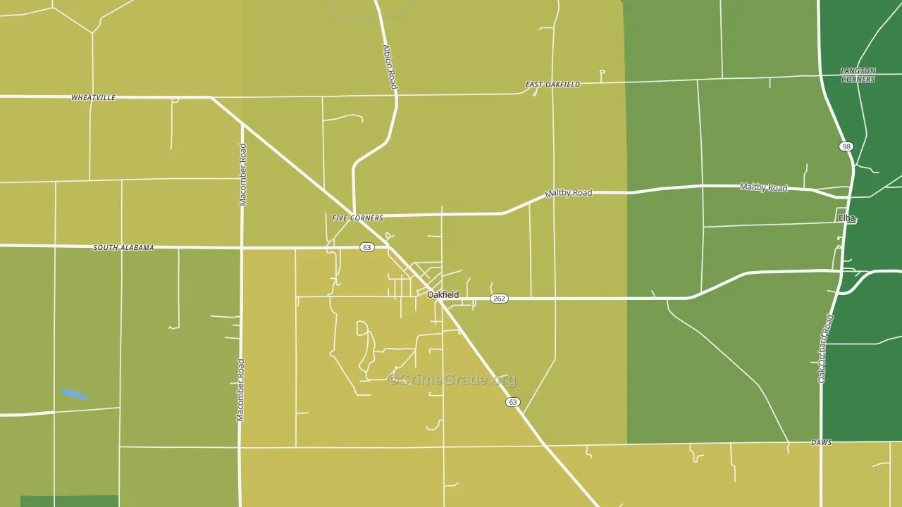 Oakfield, NY Map of Murder Rates
