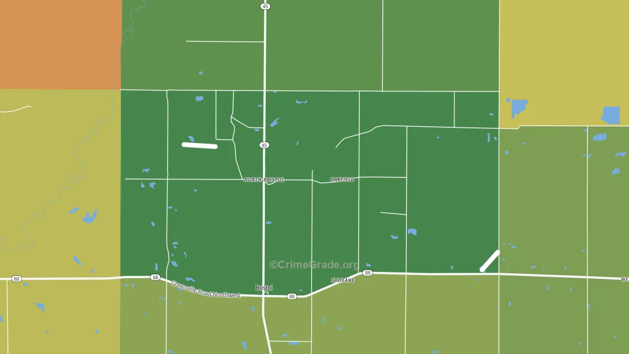 Oakfield, OH Map of Murder Rates