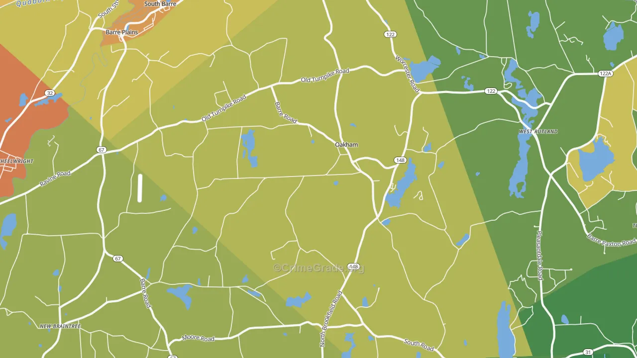 Oakham, MA Map of Murder Rates