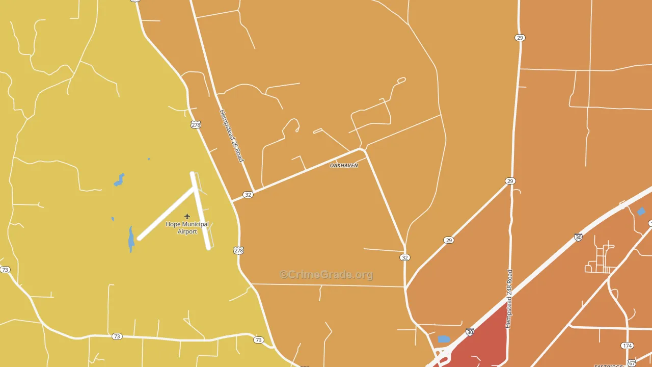 Oakhaven, AR Map of Murder Rates