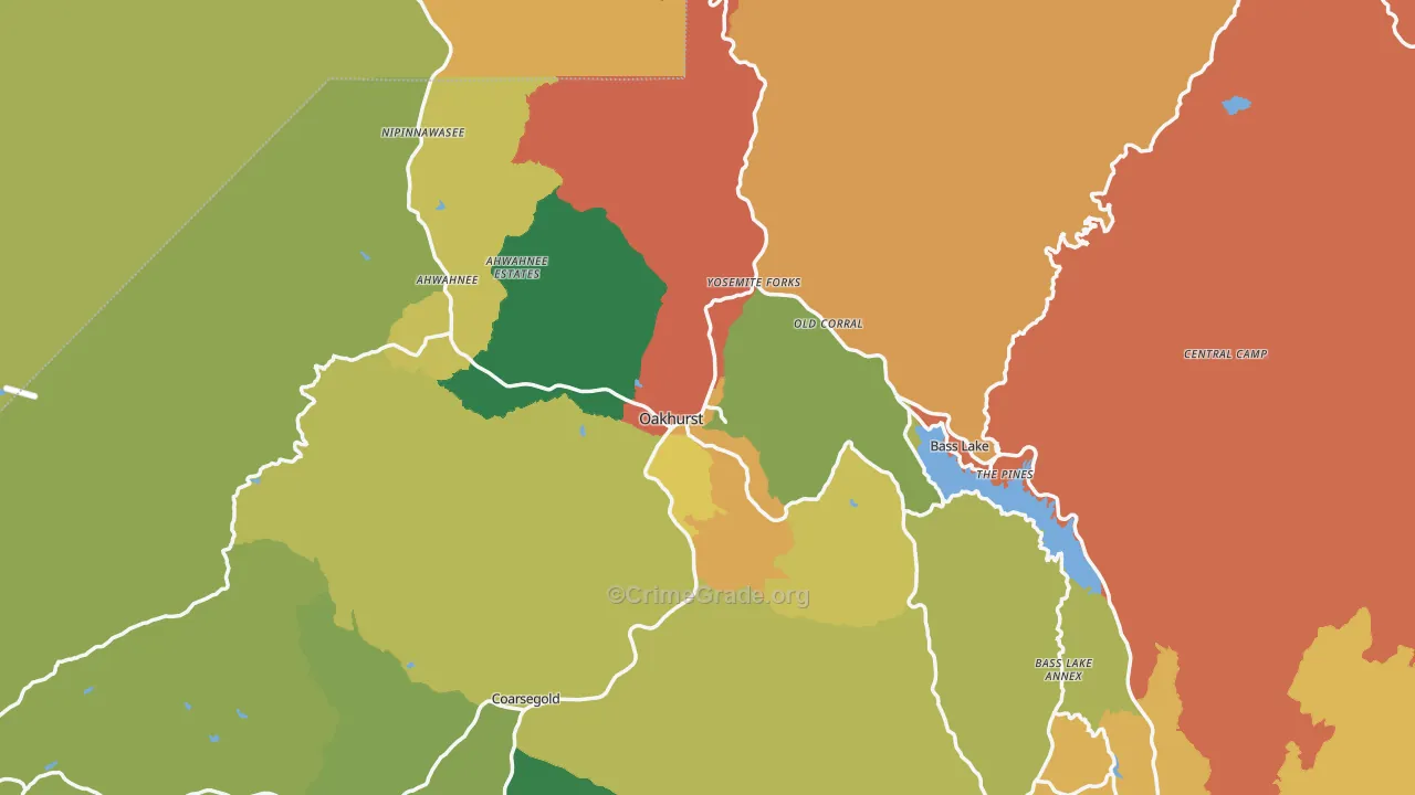 Oakhurst, CA Map of Murder Rates
