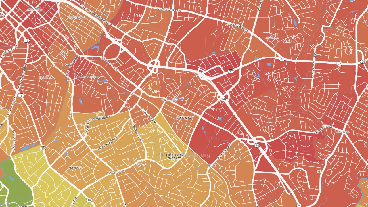 Oakhurst, Charlotte, NC Map of Murder Rates
