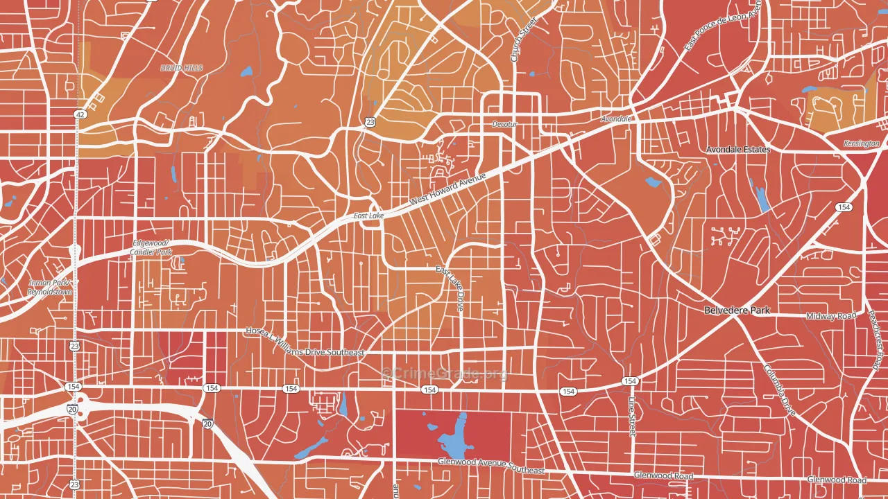 Oakhurst, Decatur, GA Map of Murder Rates