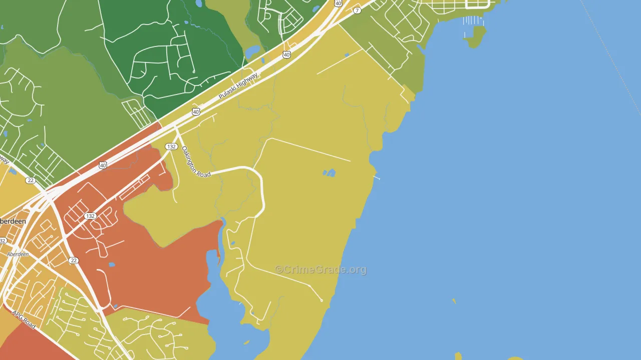 Oakington, MD Map of Murder Rates