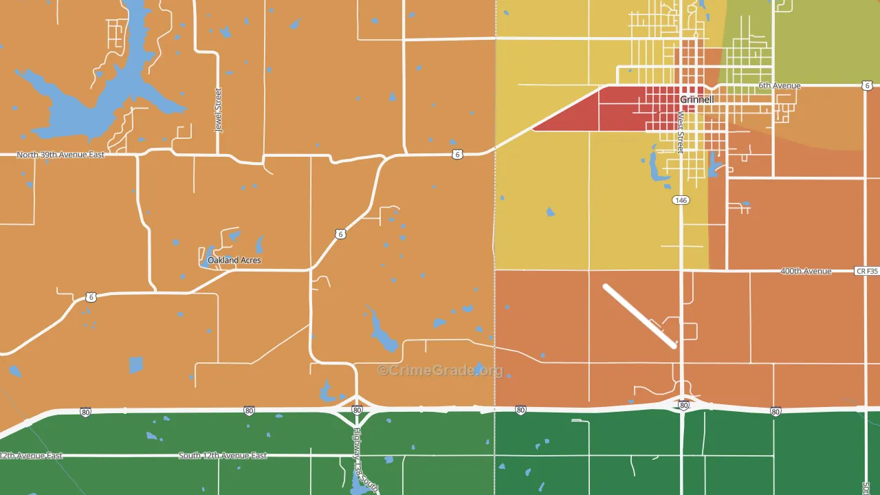 Oakland Acres, IA Map of Murder Rates