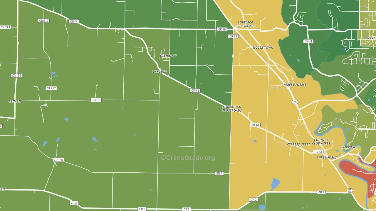 Oakland, AL Map of Murder Rates
