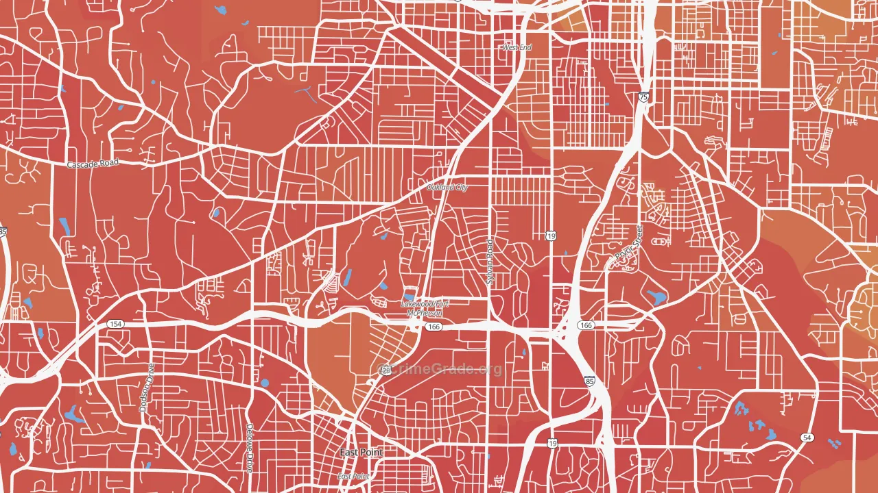 Oakland City, Atlanta, GA Map of Murder Rates