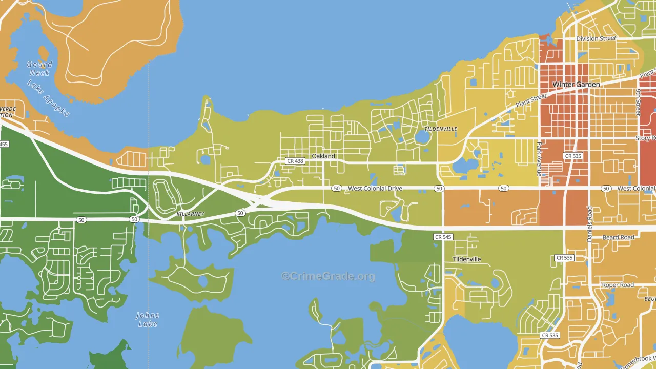 Oakland, FL Map of Murder Rates