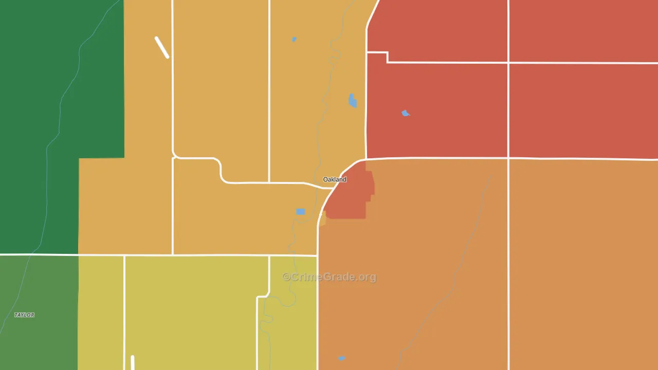 Oakland, IA Map of Murder Rates