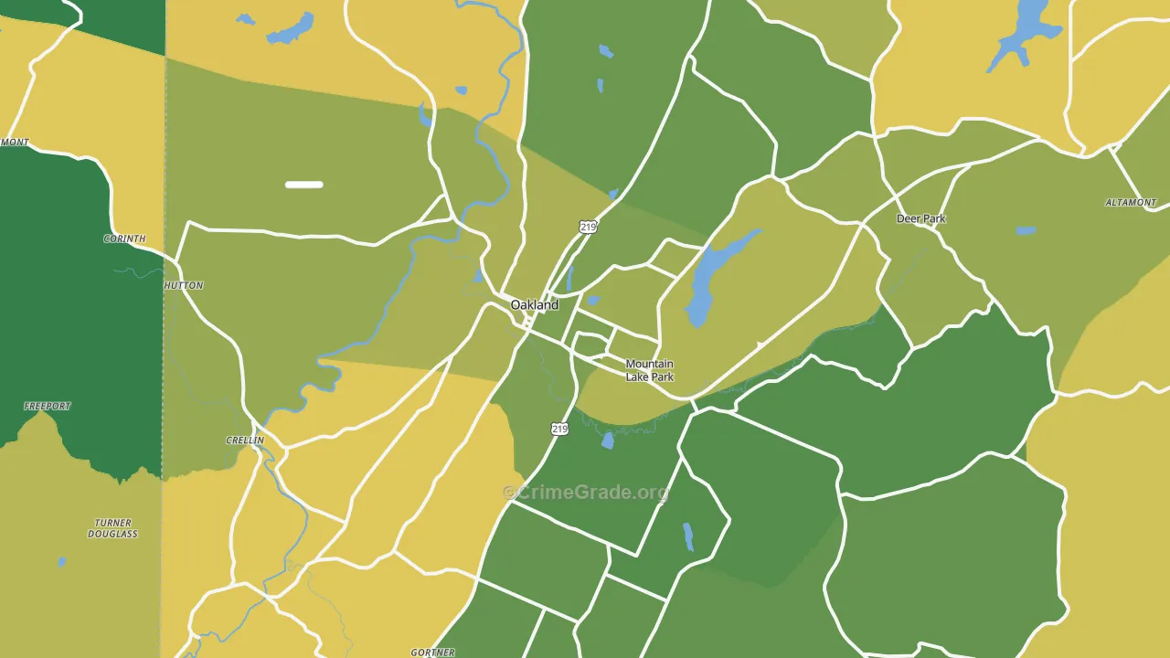 Oakland, MD Map of Murder Rates