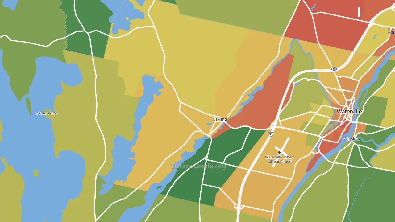 Oakland, ME Map of Murder Rates
