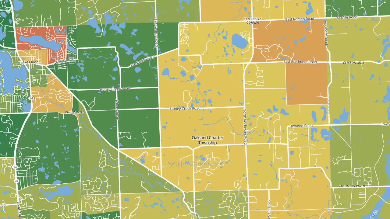 Oakland, MI Map of Murder Rates