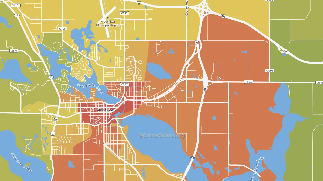 Oakland, MN Map of Murder Rates
